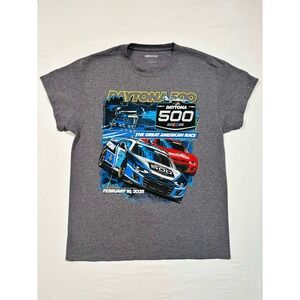 NASCAR Daytona 500 2025 Schedule T-Shirt Mens Large Grey Great American Race Tee